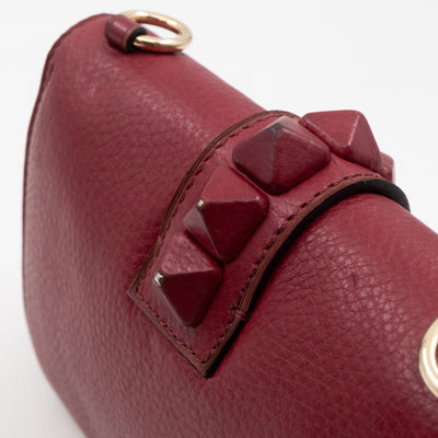 Small Glam Lock Leather Covered Rockstud Flap Bag Burgundy