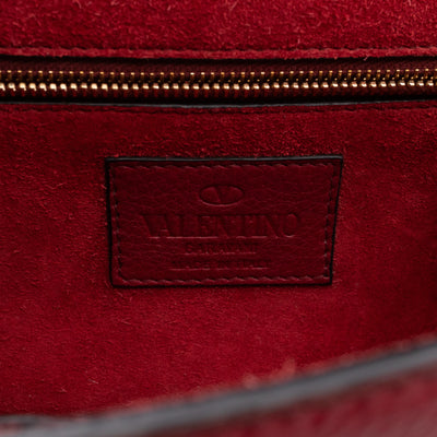 Small Glam Lock Leather Covered Rockstud Flap Bag Burgundy