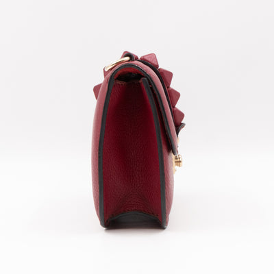 Small Glam Lock Leather Covered Rockstud Flap Bag Burgundy