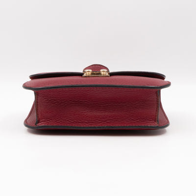 Small Glam Lock Leather Covered Rockstud Flap Bag Burgundy