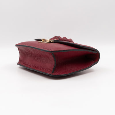Small Glam Lock Leather Covered Rockstud Flap Bag Burgundy