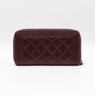 Boy Long Zipped Wallet Burgundy