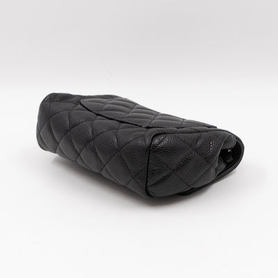 Small Flap Cosmetic Case Quilted Caviar Black