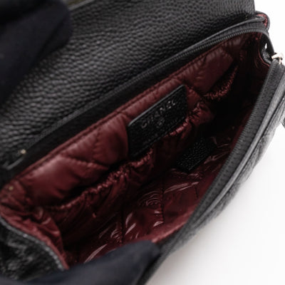 Small Flap Cosmetic Case Quilted Caviar Black