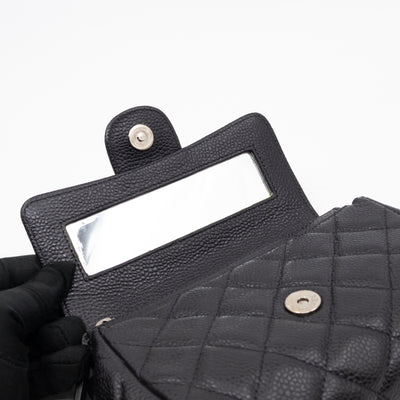 Small Flap Cosmetic Case Quilted Caviar Black
