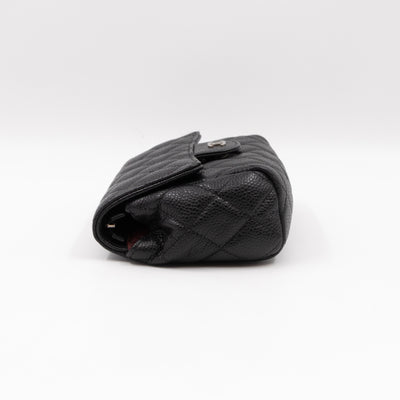 Small Flap Cosmetic Case Quilted Caviar Black