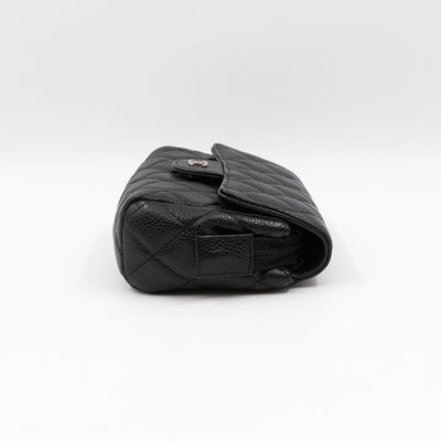 Small Flap Cosmetic Case Quilted Caviar Black