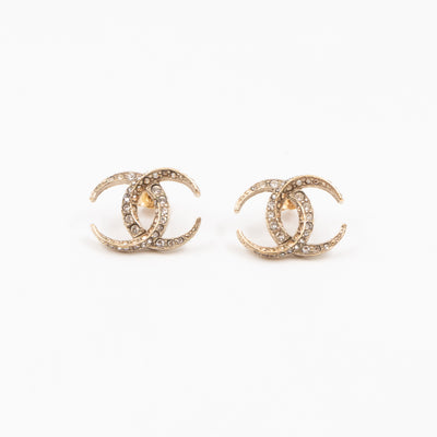 Dubai Moon CC Crystal Earrings Champagne