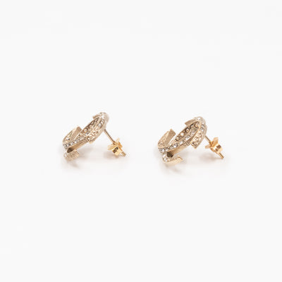 Dubai Moon CC Crystal Earrings Champagne