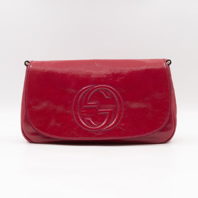 Soho Medium Flap Chain Bag Fuchsia Patent Leather