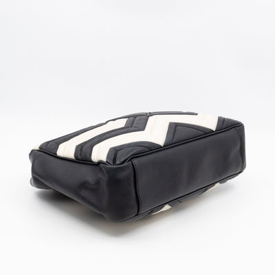 GG Medium Marmont Matelasse Tote Bag Black & White Leather