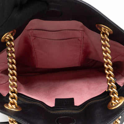 GG Medium Marmont Matelasse Tote Bag Black & White Leather
