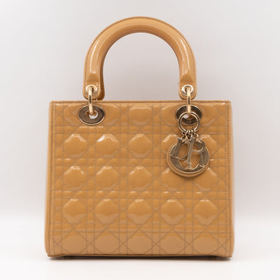 Lady Dior Medium Mustard Patent Leather