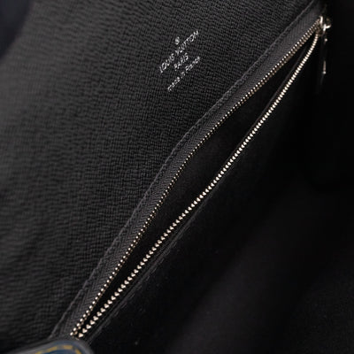 Clery Clutch Denim Light Epi & Black Leather