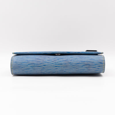 Clery Clutch Denim Light Epi & Black Leather