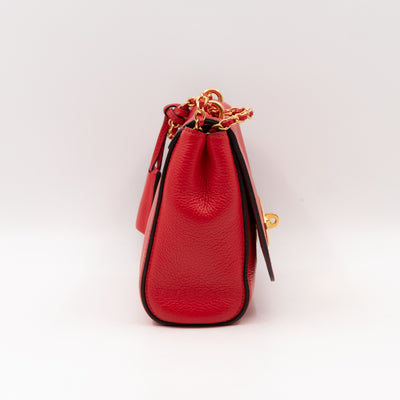 Lily Small Ruby Red Leather Gold