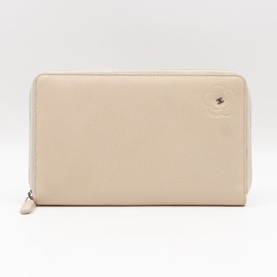 Classic Zip Around Organizer Wallet Ivory White Leather