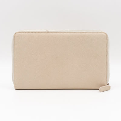 Classic Zip Around Organizer Wallet Ivory White Leather