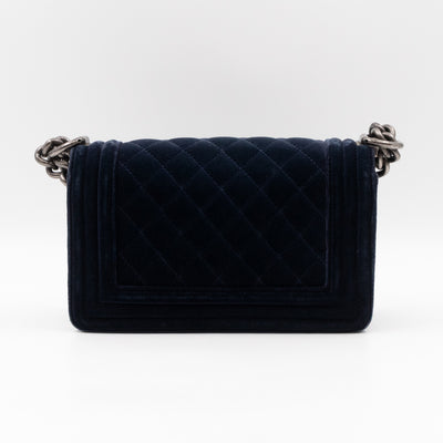 Boy Bag Small Blue Velvet