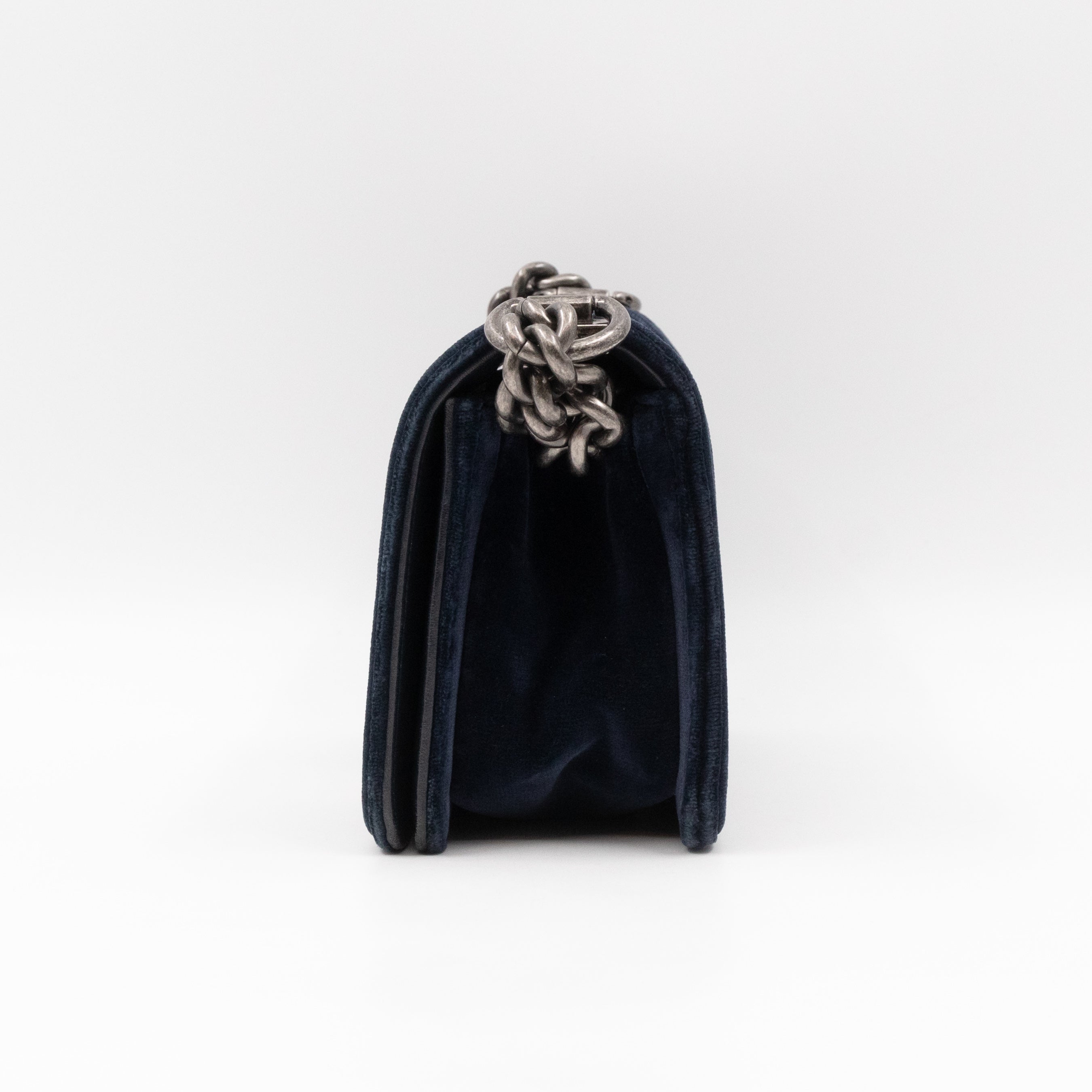 Boy Bag Small Blue Velvet