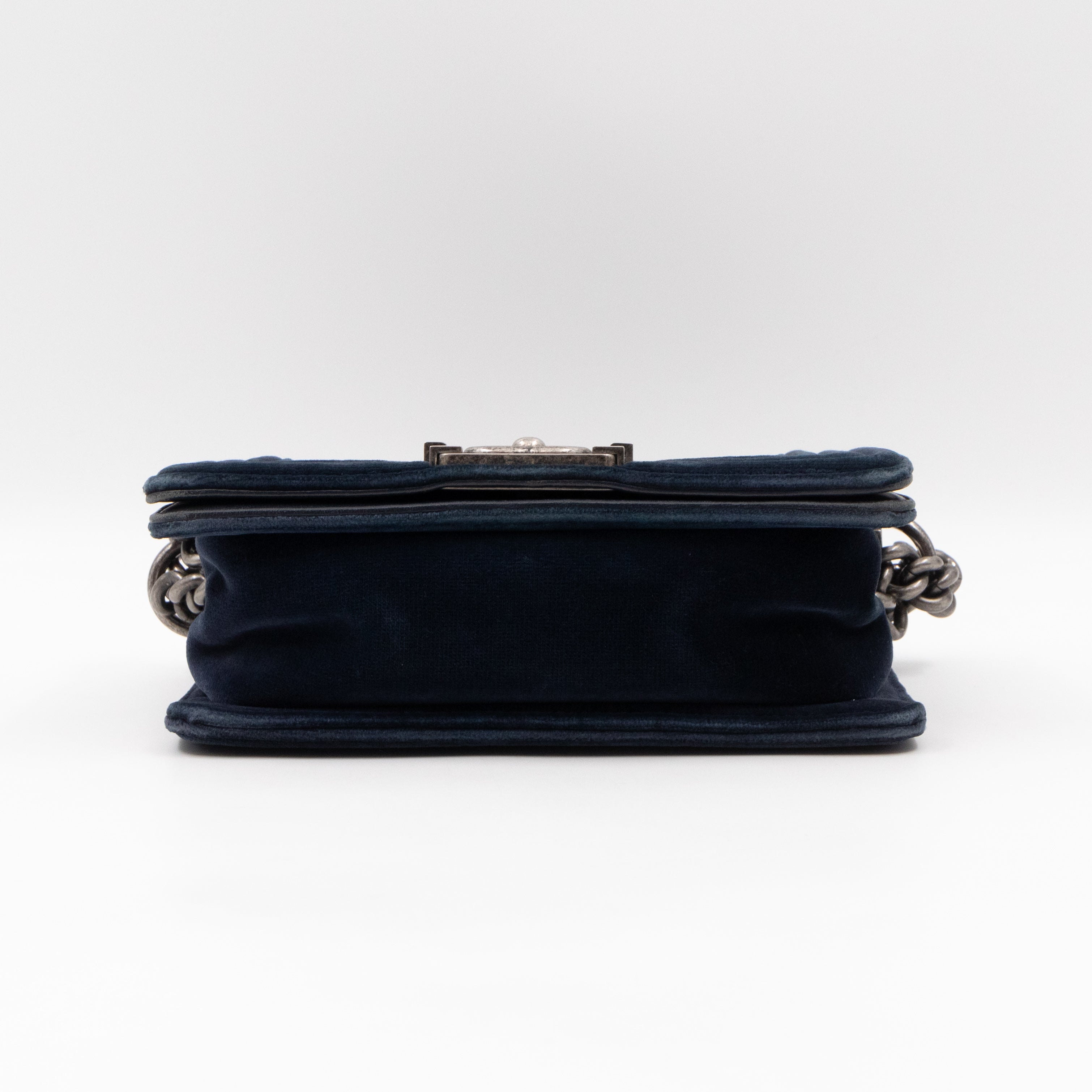 Boy Bag Small Blue Velvet