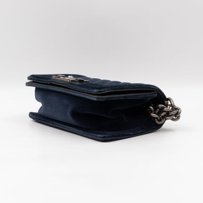 Boy Bag Small Blue Velvet