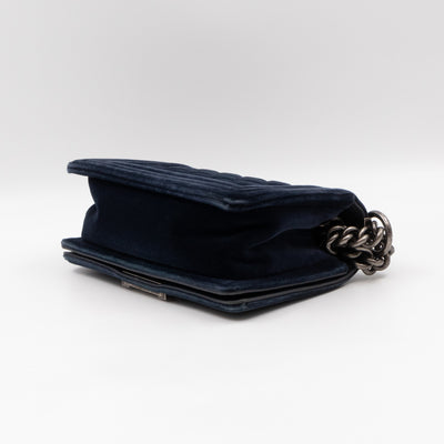 Boy Bag Small Blue Velvet