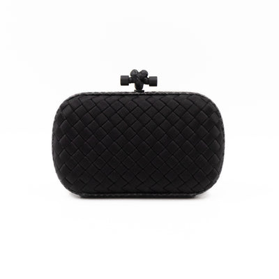 Knot Clutch Black Satin Intrecciato Python Edge