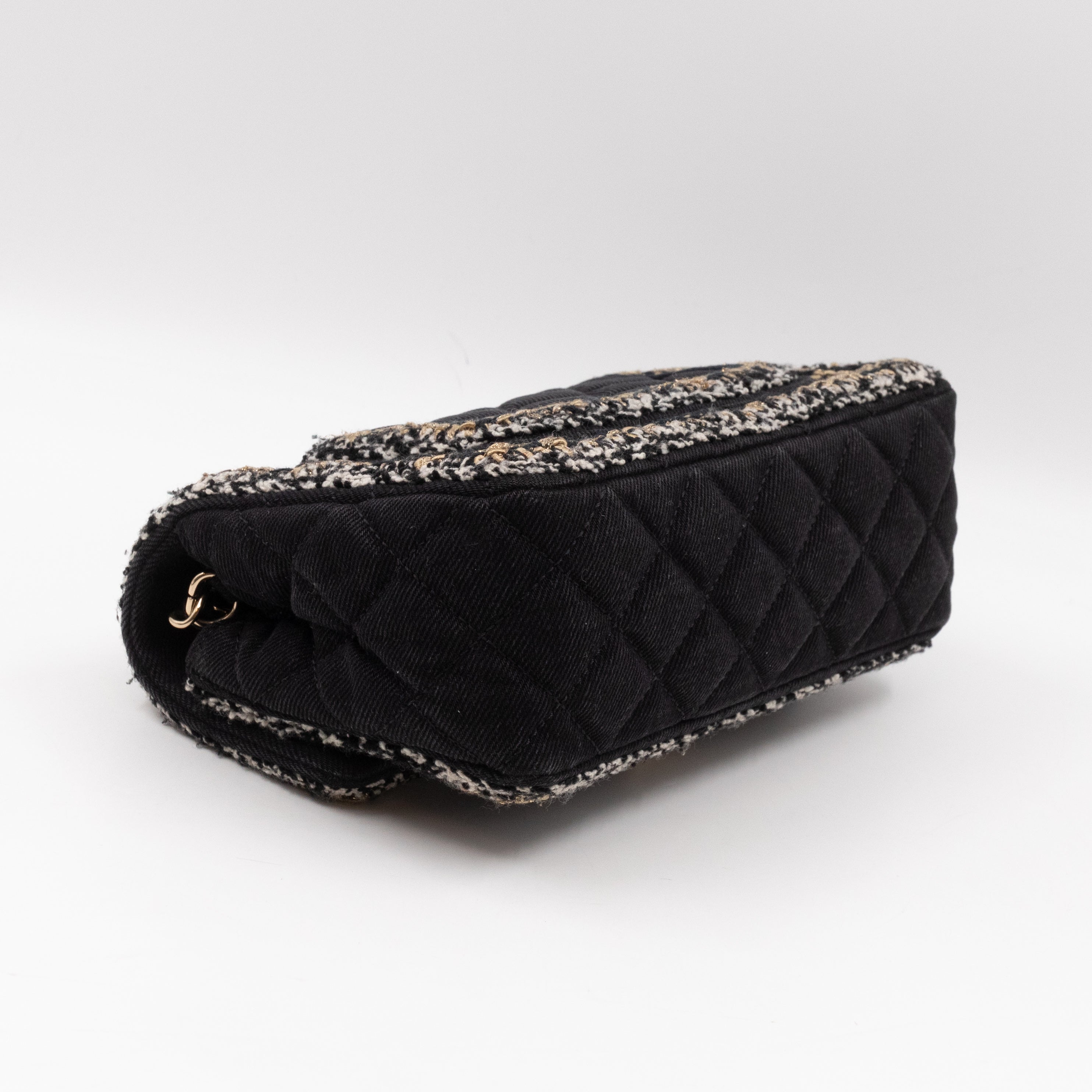 Classic Mini Rectangular Flap Bag Black Denim Braided