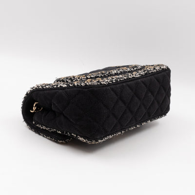 Classic Mini Rectangular Flap Bag Black Denim Braided