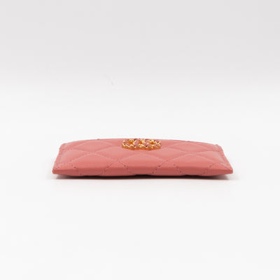 Chanel 19 Card Holder Pink Leather