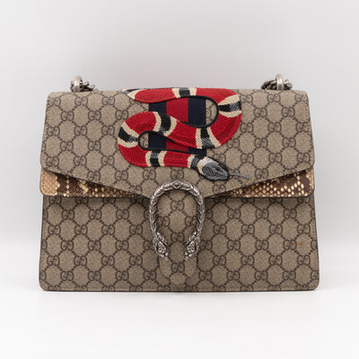 Dionysus Medium GG Supreme Snake Embroidered Python Edge