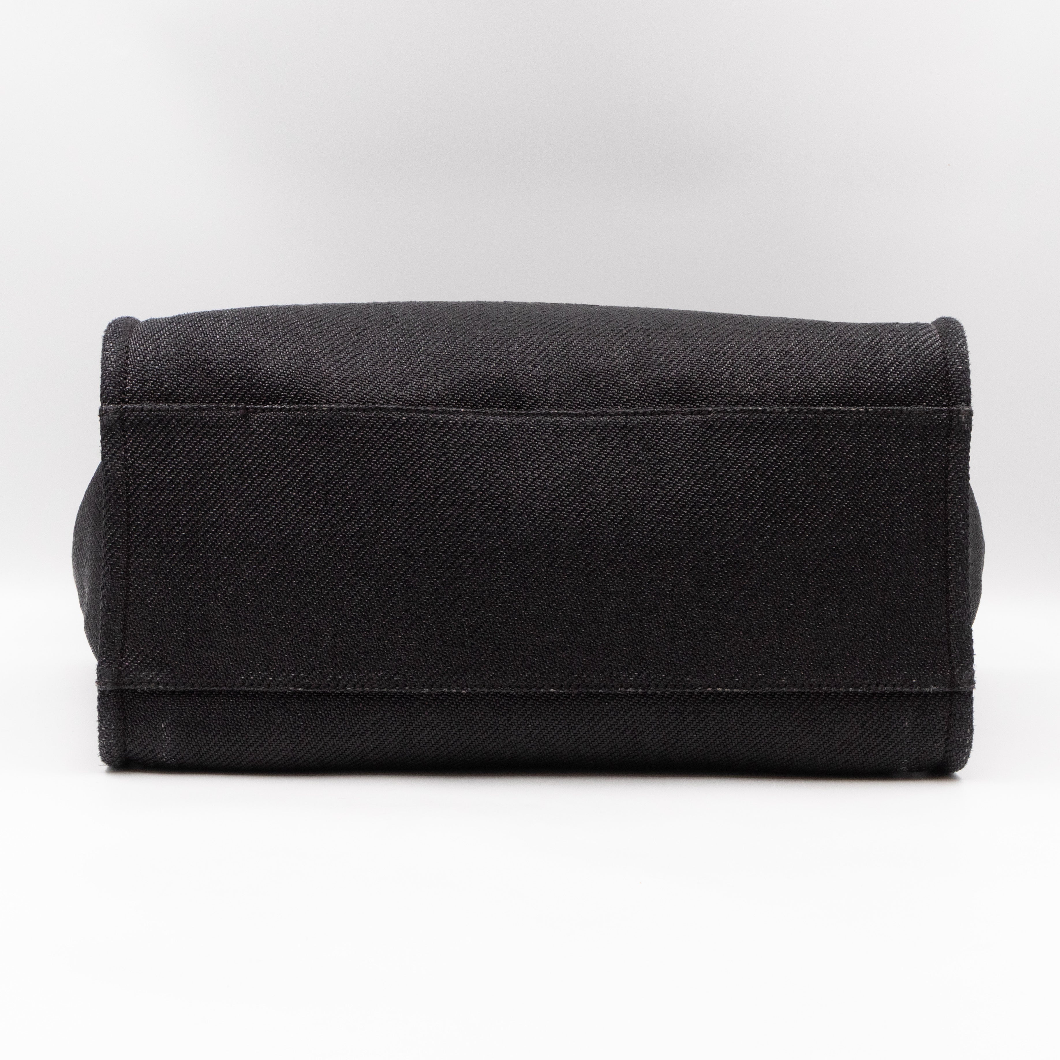 Deauville Fabric Large Tote Black Ivory Canvas