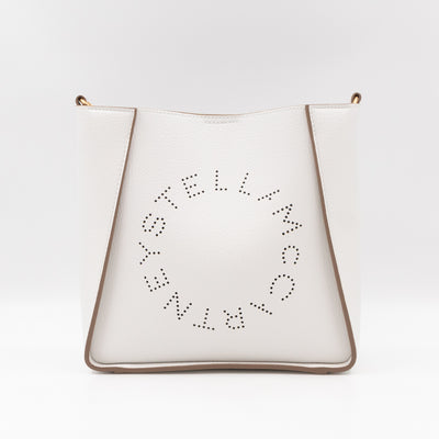 Perforated Logo Mini Crossbody Bag White Leather