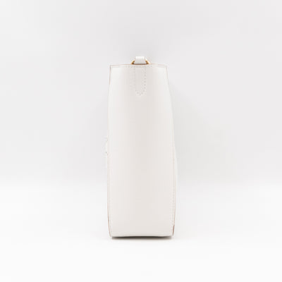 Perforated Logo Mini Crossbody Bag White Leather
