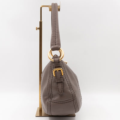 Shoulder Bag Grey Soft Calfskin Leather