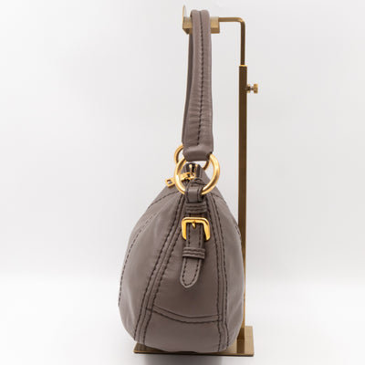 Shoulder Bag Grey Soft Calfskin Leather