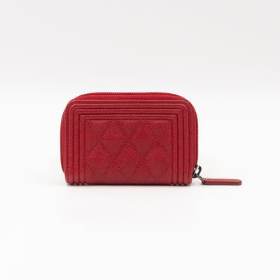 Boy Zip Around Card Holder Red Leather