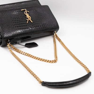 Sunset Large Black Croc Embossed Patent Leather