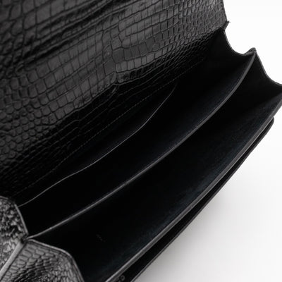 Sunset Large Black Croc Embossed Patent Leather