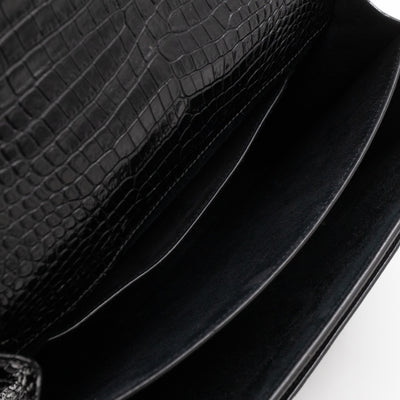 Sunset Large Black Croc Embossed Patent Leather
