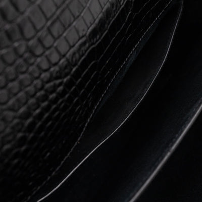 Sunset Large Black Croc Embossed Patent Leather