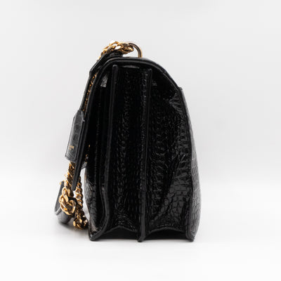 Sunset Large Black Croc Embossed Patent Leather