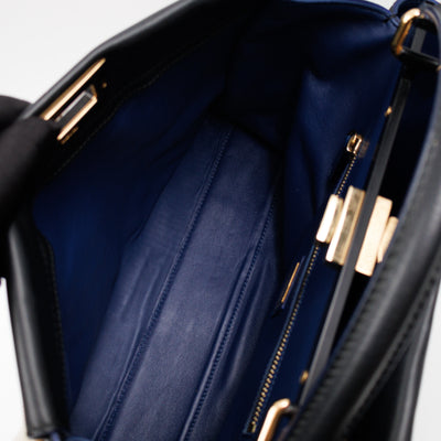 Peekaboo Large Intarsio Mix Grande Studded Fur Black Leather