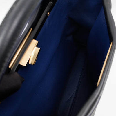 Peekaboo Large Intarsio Mix Grande Studded Fur Black Leather