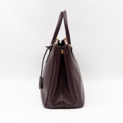 Galleria Large Double Zip Burgundy Saffiano Leather