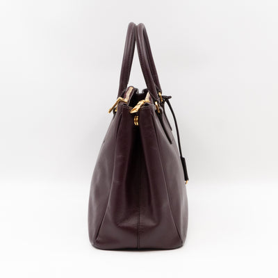 Galleria Large Double Zip Burgundy Saffiano Leather