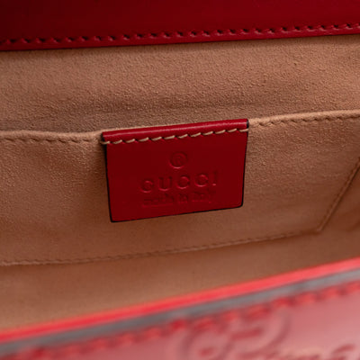 Padlock Flap Bag Small Hibiscus Red GG Guccissima