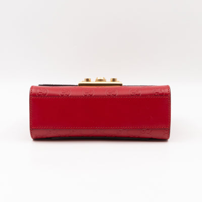 Padlock Flap Bag Small Hibiscus Red GG Guccissima
