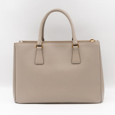Galleria Large Double Zip Grey Taupe Saffiano Leather
